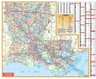 Read Online Louisiana State Wall Map - 60x50 - Laminated on roller - Kappa Map Group | PDF