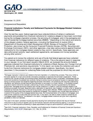 Full Download Financial Institutions: Penalty and Settlement Payments for Mortgage-Related Violations - U.S. Government Accountability Office file in ePub