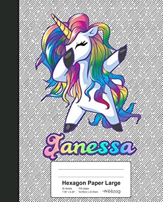 Read Online Hexagon Paper Large: JANESSA Unicorn Rainbow Notebook -  file in ePub